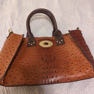 Two tone brown leather shoulder bag